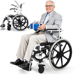 22″ 3-in-1 Self-Propelled Heavy Duty Aluminum Wheelchair, 300LBs Capacity