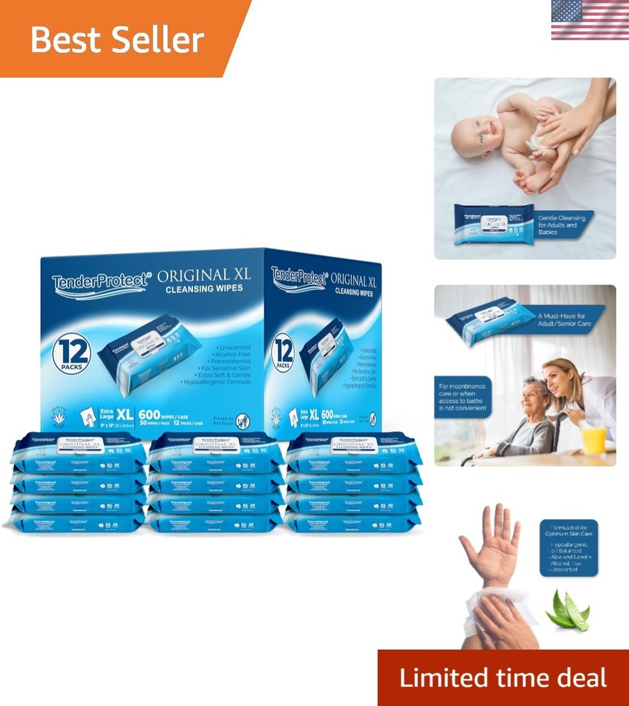 Adult Wipes with Aloe, Extra-Large Washcloth 9×12 for Incontinence and Person…