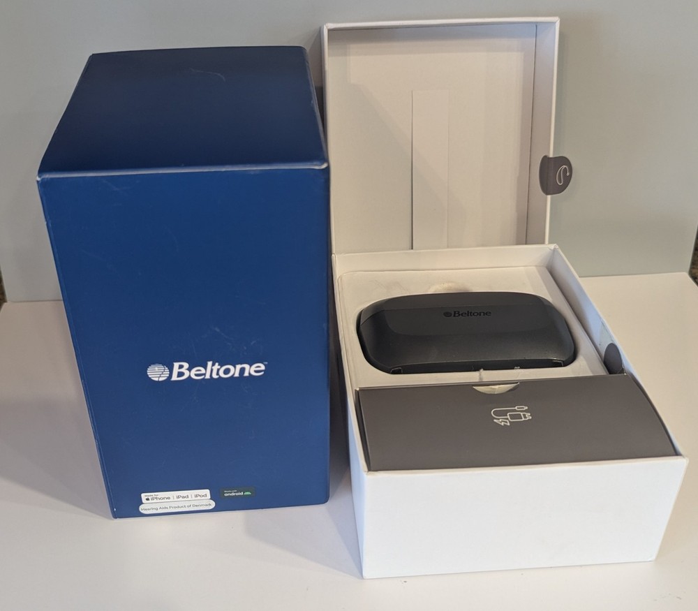 Beltone C-2 Hearing Aid w/ Charger Case Tested Original Box Cable C2