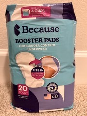 Overnight Booster Pads for Adult Diapers – 4 Cups Extra Absorbency, 20 Count
