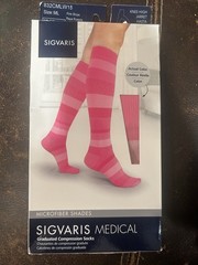 Sigvaris 832CSSW15 Microfiber Women’s Closed Toe 20-30 mmHg Pink Stripe ML