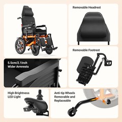 Electric Wheelchairs Reclining Foldable Lightweight Intelligent Aid Motorized