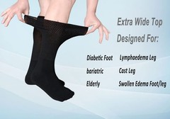 COIYUFUX Extra Wide Bariatric Socks Non Binding Diabetic Sock One Size, Black