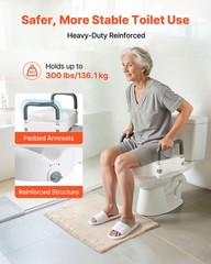 VEVOR Raised Toilet Seat Riser with Arms for Elderly Adds 5 Inch Height 300 lbs