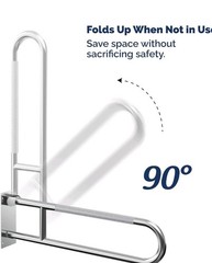 Swing Up Wall Mounted Grab Bar – 500 lbs Capacity Flip-Up Handicap Safety Rai…