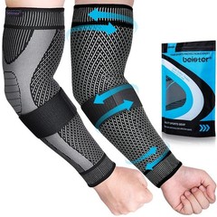 Compression Arm Sleeves with Elastic Strap for Men & Women – Non-Slip Support fo