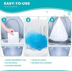 90 Count Absorbent Commode Pads for Bedside Commode Bucket, Commode Liners
