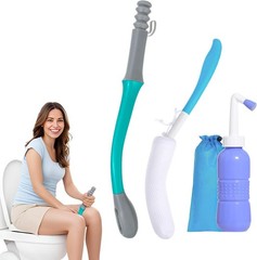 Affordable Personal Hygiene Kit: Long Handle Wiper & Curved Brush for Easy Use