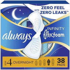 Always Infinity Feminine Pads for Women, Flexfoam with Wings, Size 4