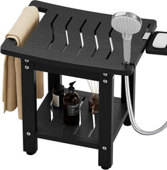 Waterproof Shower Chair with Shelf & Handle – 400 LBS Capacity, Non-Slip