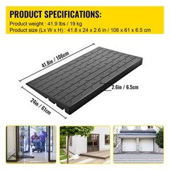 Solid Rubber Threshold Ramp 2.6 Inch Rise 2200LBS with 3 Cord Channels