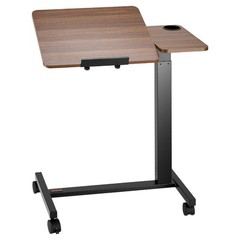 Overbed Table Mobile Bed Side Desk with Flip Desktop Wheels & Cup Holder