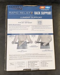 Copper Fit RAPID RELIEF Back Support Brace Hot/Cold Gel Pack One Size Fits Most