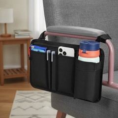 Wheelchair Side Bag Black, Adjustable Strap, Zipper Closure, Utility Pocket