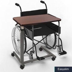 Overbed Table Adjustable Pneumatic – Walnut, Wheels, 30×15 inches