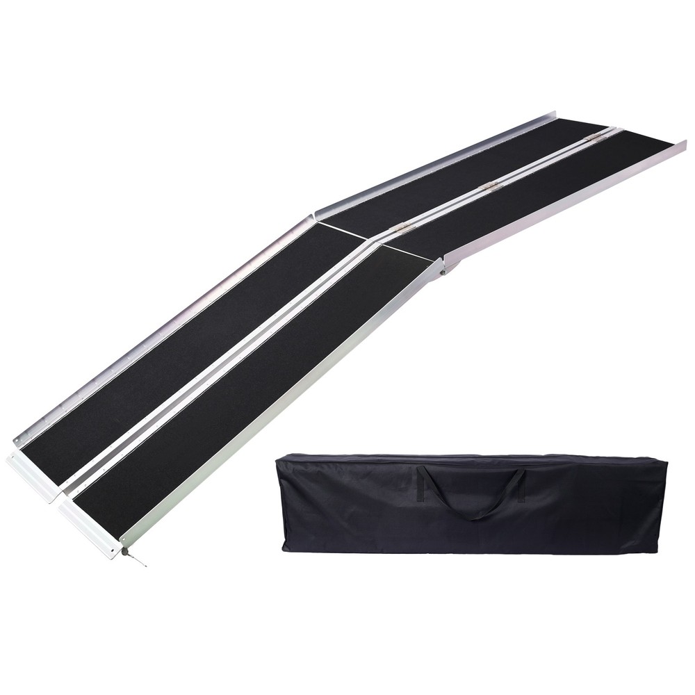 10ft Aluminum Wheelchair Ramp, 600 lbs Capacity, Foldable, Non-Skid Surface