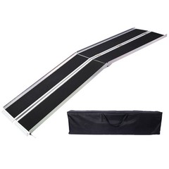 10ft Aluminum Wheelchair Ramp, 600 lbs Capacity, Foldable, Non-Skid Surface
