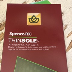 SpencoRXThinsole 3/4 length Orthotic Arch Support Insoles Women 9-10 Men 8-9 NIB