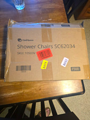 OasisSpace SC62034 Shower/Bath Chair Folding Adjustable Height Aluminum White