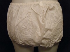 ANGELA MILKY WHITE ADULT PLASTIC BRIEF / DIAPER COVER. M/L, NEW,