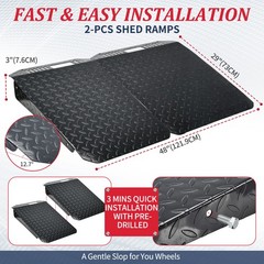 2-Pack Black Loading Ramp for Riding Mower Shed Storage Ramps for Sheds, Garages