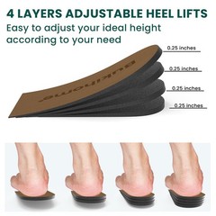 Adjustable Heel Lift Inserts for Shoes – Bukihome Medium (Pack of 2), Brown
