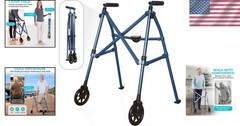 Cobalt Blue Folding Walker: Lightweight Rolling Mobility Aid