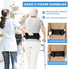 Gait Belt Transfer for Seniors, Gate Elderly 5 handles, Black