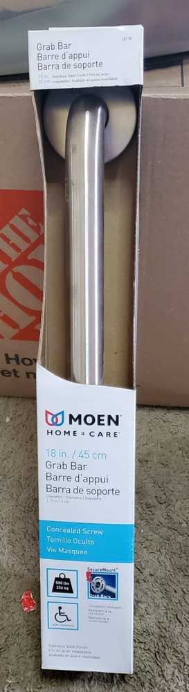Moen Home Care 18-in Stainless Steel Wall Mount Bar 500-lb ADA Compliant Grab