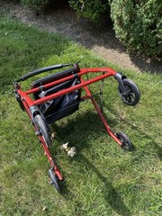 Drive 4-Wheel Rollator Walker Red/Black Padded Seat, Backrest, Handbrakes