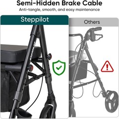 Foldable Rollator Walker with Seat for Seniors Adults Rolling Walker Max 500 lbs