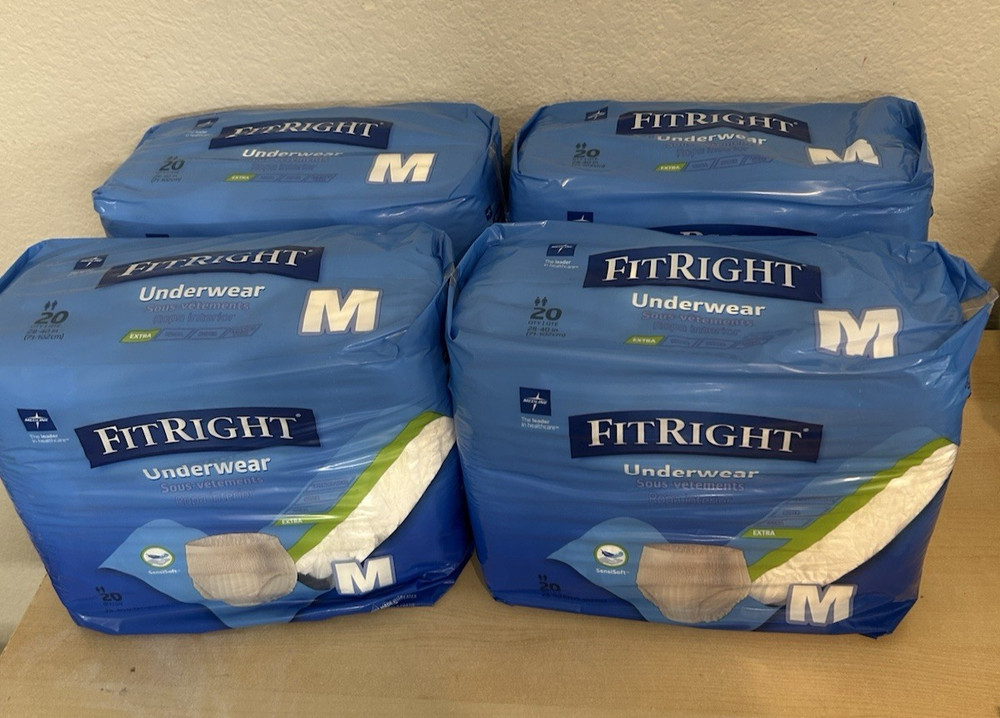 4 Fitright Super Protective Adult Pull Up Underwear Medium ( 28-40 In) 80 Qty