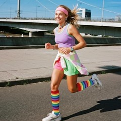 Topbuti Striped Knee High Socks Colorful Sport Athletic Cotton Tube Red Rainbow