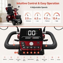 Veloinno 500W 4-Wheel Mobility Scooter for Seniors 12mph Range 37 Miles 500lbs