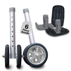 Heavy Duty 5″ Walker Wheel Kit with Universal Ski Glides for Bariatric Support