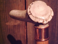 DEER ANTLER handle walking stick cane lathe tapered HICKORY shaft made in USA