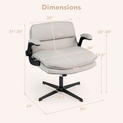Criss Cross Chair w/Flip-up Arms, Adjustable Height, Wide Backrest, Padded Seat