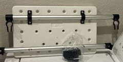 Adjustable Bath Board, Rectangle Plastic, White with Silver Rails & Black Clamps