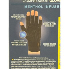 Copper Fit Ice Menthol Infused Compression Gloves Black L/XL 1 Pair Unisex. 1B