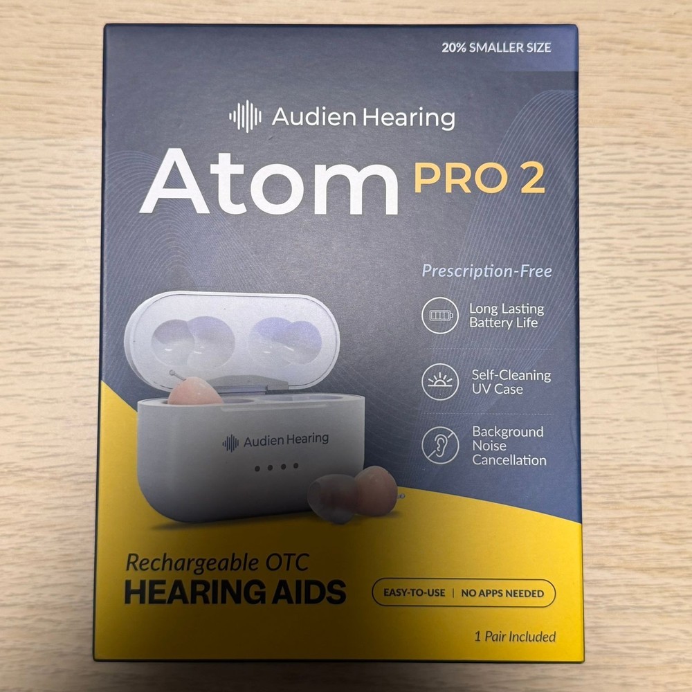 Audien ATOM PRO 2 OTC Hearing Aids Wireless Rechargeable – Sealed