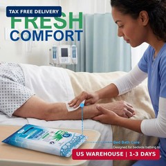 MED PRIDE Hospital Wipes for Bathing, Waterless Rinse Free Bath Wipes for Adults