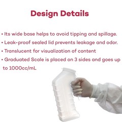 Dealmed Male Urinal with Attached Cover – 3 Count (Pack of 1), Transparent