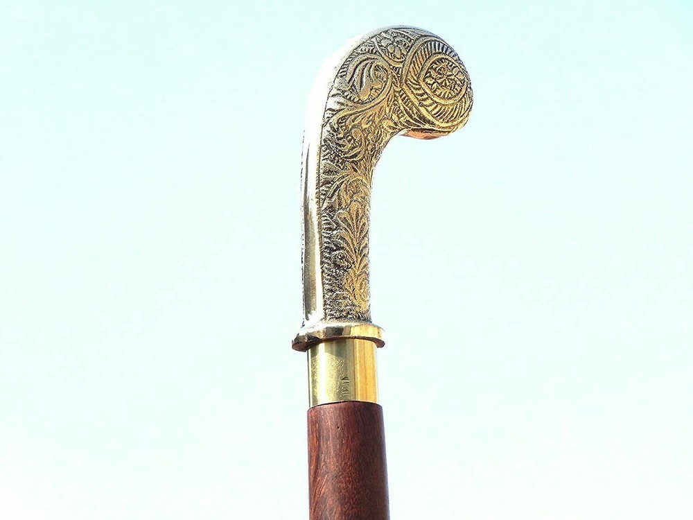 Vintage King Brass Designer Walking Stick Cane for Men and Women Brass Victorian