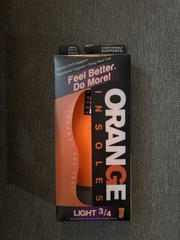 Orange Insoles 3/4 Length Light Medial Arch Support Deep Heelcup Mens 9.5-11