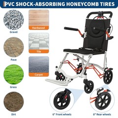 Ultra Lightweight Elderly Transport Wheelchair Portable Folding Transport Chair