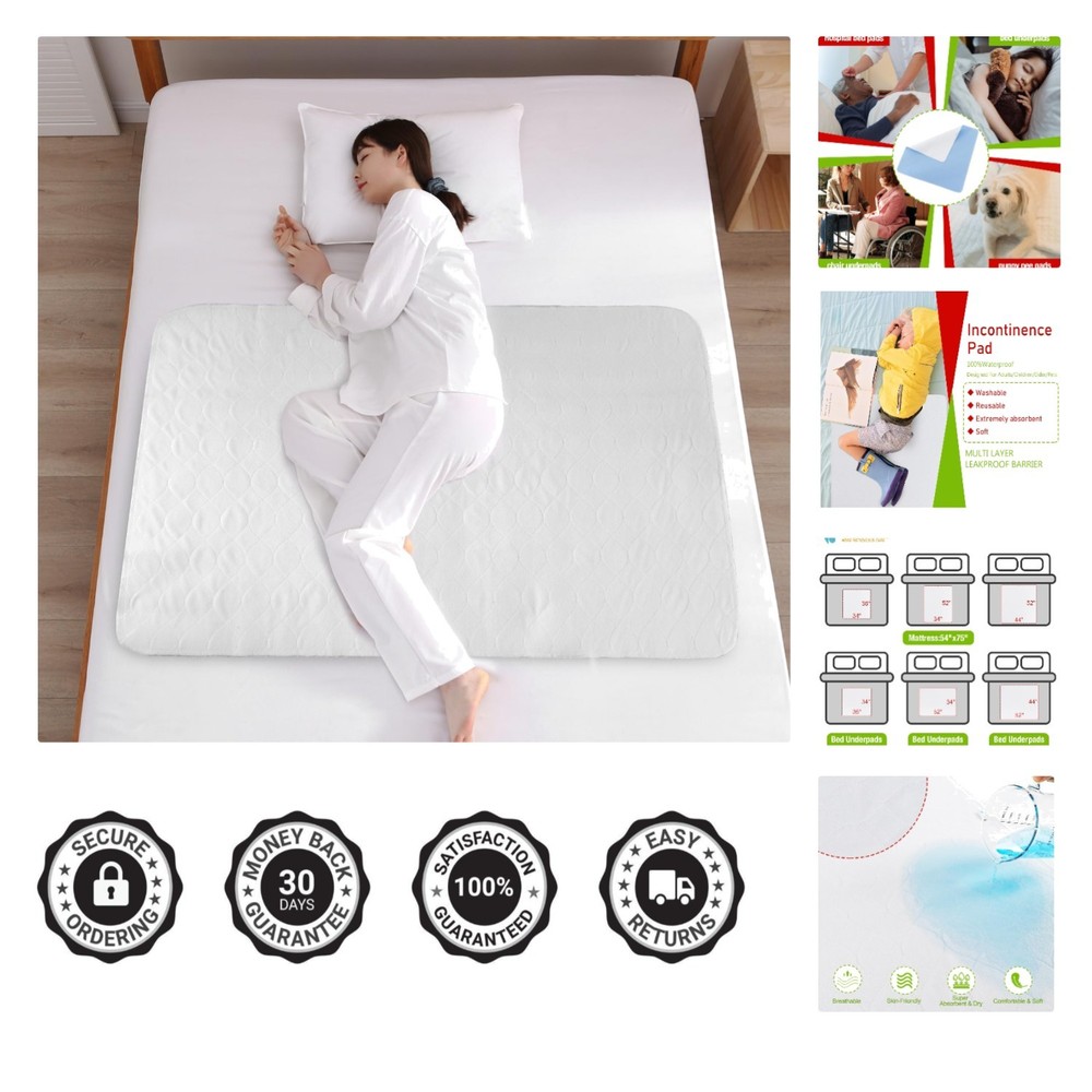 Durable & Waterproof Bed Pads 34″ x 52″ – Excellent Protection for Incontinence