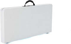 280228 37-Inch Square Fold-In-Half Table, White Granite Top with Gray Frame