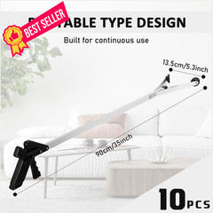 Sabary 10 Pack Suction Cup Reacher Grabber Heavy Trash Picker 35 Inch, Black