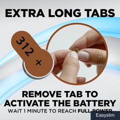 Hearing Aid Batteries Size 312 1.4V Brown Tab 180 Count Bulk Pack