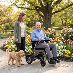 Lightweight Foldable Electric Wheelchair 265Lb 250W Power Motor Joystick